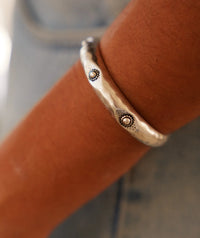 Erez Bracelet — Silver bracelet with dots on model — MYFASHIONFRUIT
