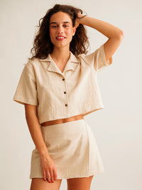 Ivey Skort — Beige skort & top on model — MYFASHIONFRUIT