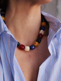 Nia Necklace — Colorful beaded necklace on model — MYFASHIONFRUIT
