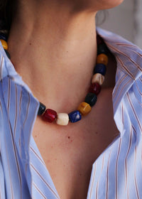 Nia Necklace — Colorful beaded necklace on model — MYFASHIONFRUIT