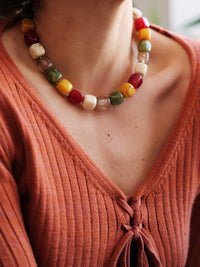 Nia Necklace — Colorful cube beads on model — MYFASHIONFRUIT