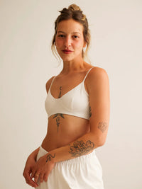 Lotus Bralette — White bralette on model — MYFASHIONFRUIT