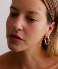 Reine Hoops — Silver hoops on model — MYFASHIONFRUIT