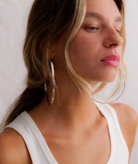 Roxana Silver Hoops — Silver hoops on model — MYFASHIONFRUIT