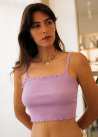 Opal Top — Lilac ribbed crop top on model — MYFASHIONFRUIT