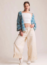 Maude Pants — Beige, wide leg, on model — MYFASHIONFRUIT