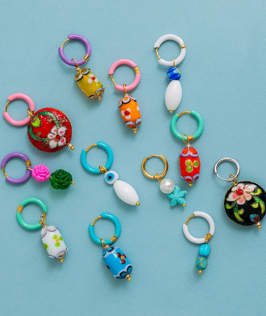 Set of Mood Charms — Colorful mix-and-match earrings, detail — MYFASHIONFRUIT
