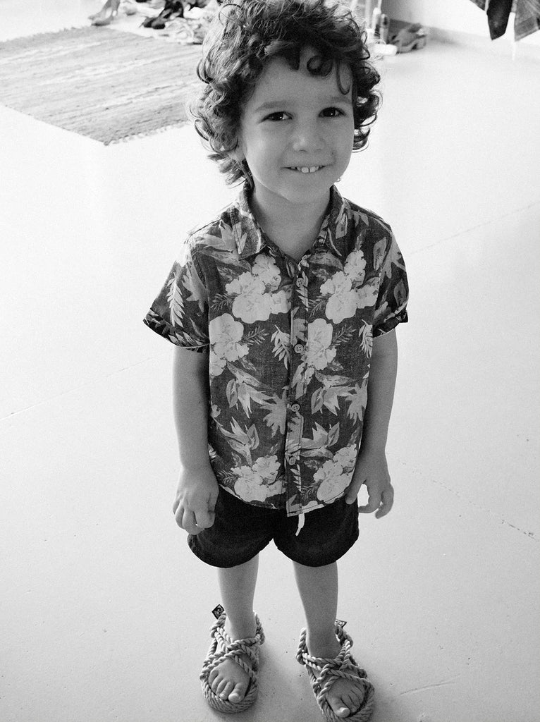 JC Kids Camel Sandals — on model, rope detail — MYFASHIONFRUIT