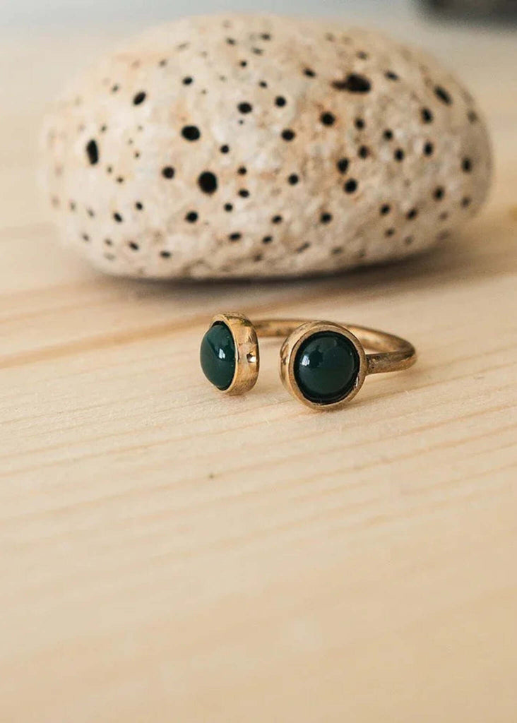 Canis Minor Ring — Open gold ring with dark green stones — MYFASHIONFRUIT