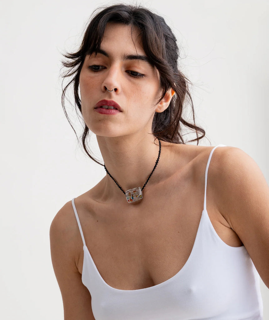 Moana Pendant — Cube pendant on model — MYFASHIONFRUIT