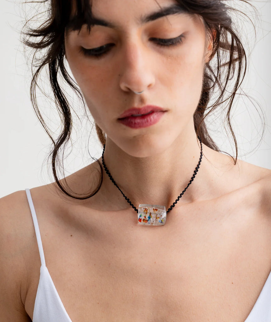 Moana Pendant — pendant on model, black cord — MYFASHIONFRUIT