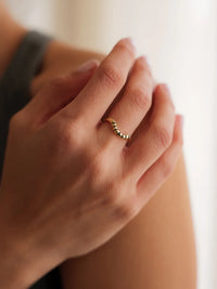 Solar Ring — gold ring on model, detail — MYFASHIONFRUIT