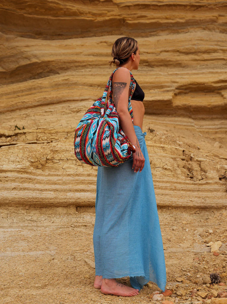 Kezia Bag — Colorful patterned fabric bag on model — MYFASHIONFRUIT