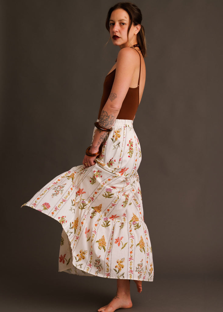 Castille Skirt — Floral skirt on model — MYFASHIONFRUIT