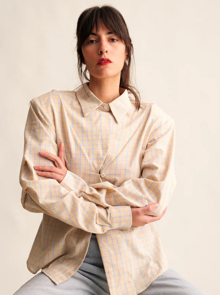 Chai Shirt — Plaid shirt on model — MYFASHIONFRUIT