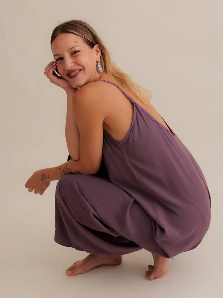 Catalina Mauve Jumpsuit — Model wearing mauve jumpsuit — MYFASHIONFRUIT