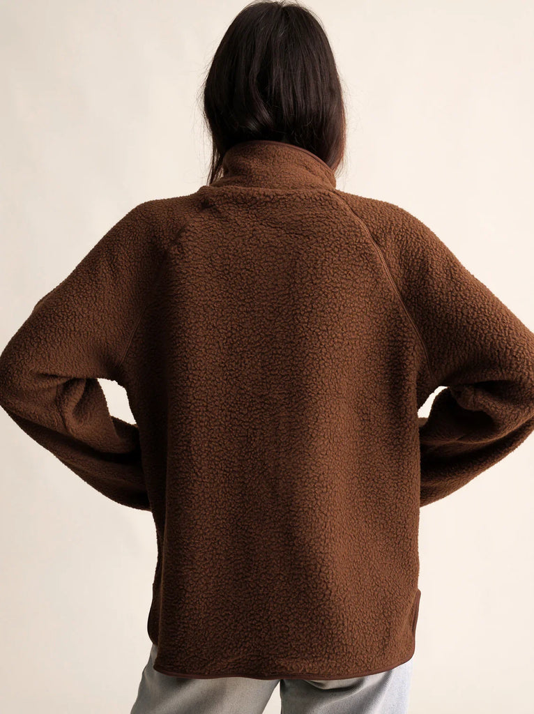 Sugar Pie Fleece — Brown fleece on model, back view — MYFASHIONFRUIT