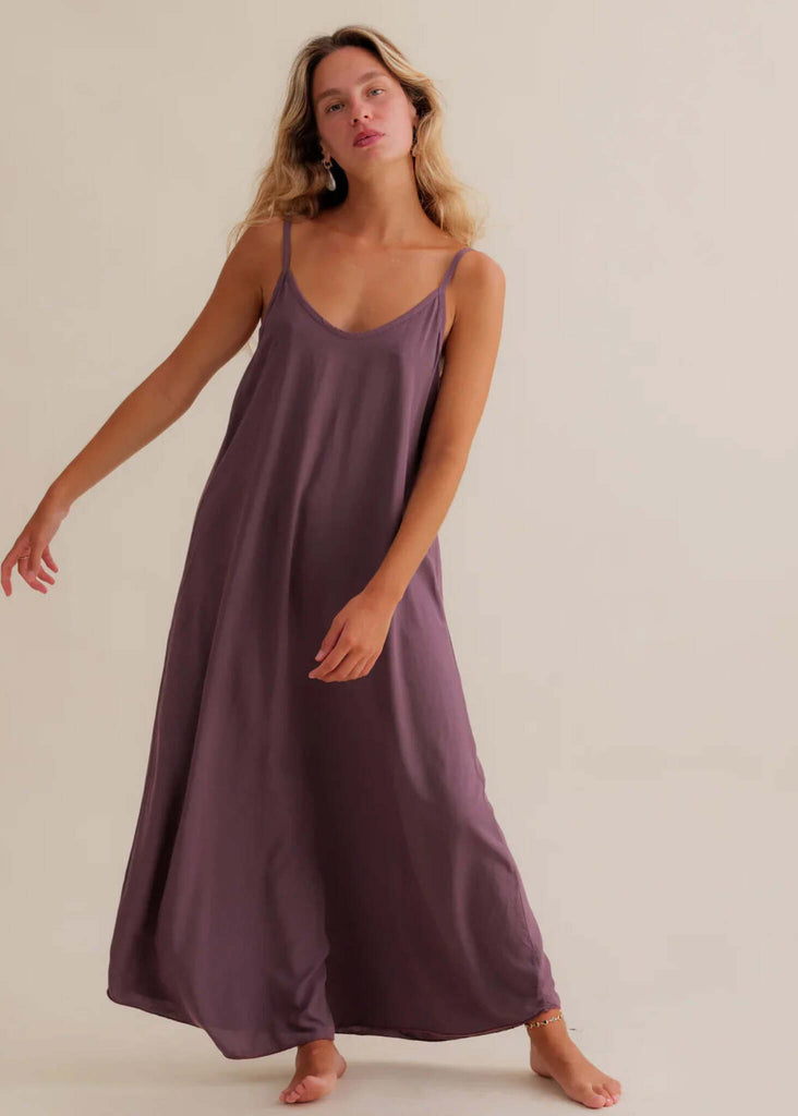Granadas Dress — Dusty purple maxi dress on model — MYFASHIONFRUIT