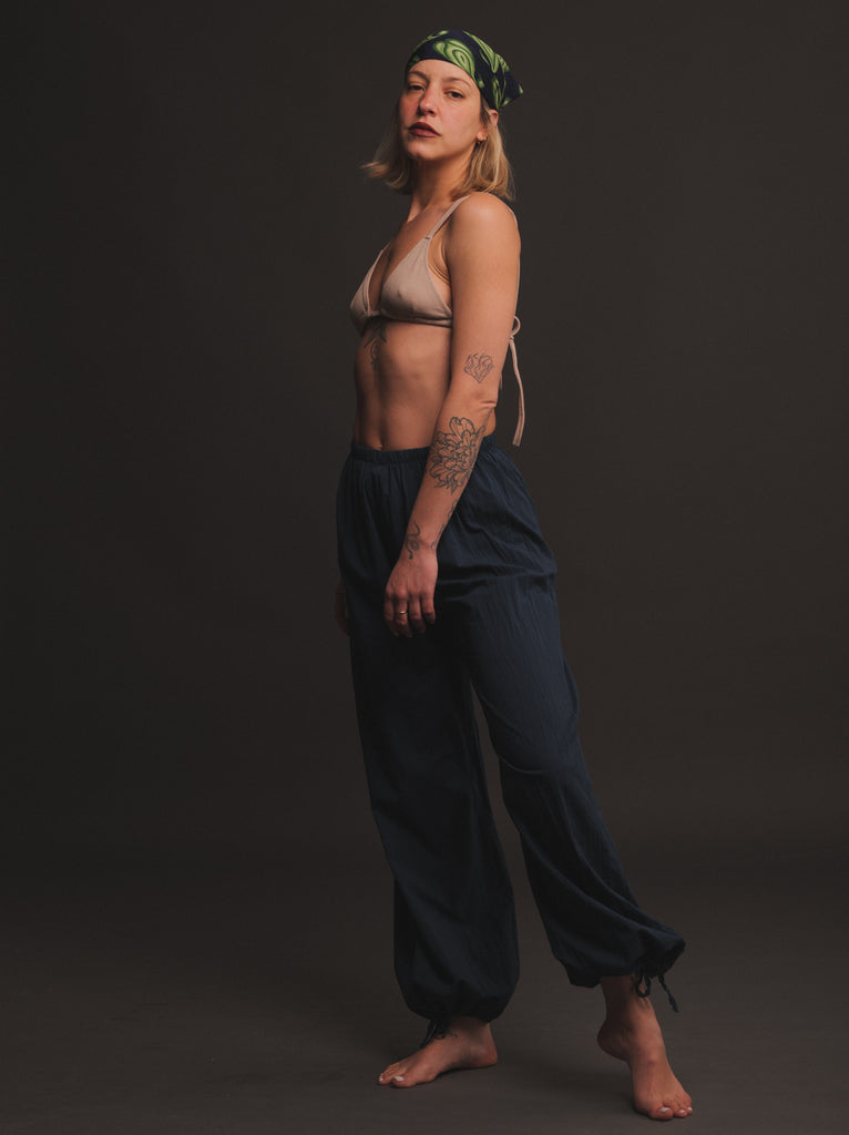 Almyra Pants — Blue cotton pants on model — MYFASHIONFRUIT