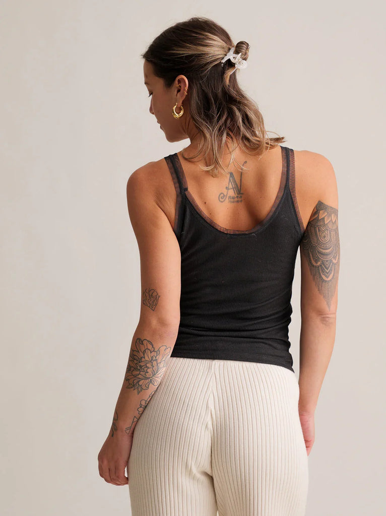 Karole Top — Black ribbed tank top on model — MYFASHIONFRUIT