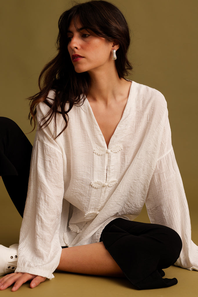 Soline Top — White on model — MYFASHIONFRUIT