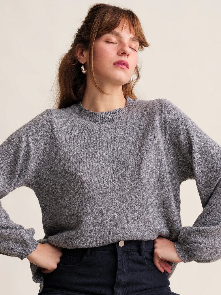 Irena Jumper — Grey knit on model — MYFASHIONFRUIT
