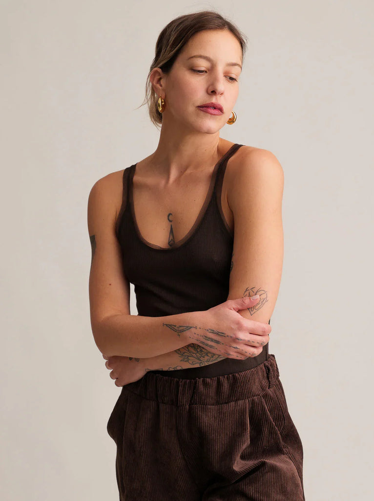 Karole Top — Brown tank top on model — MYFASHIONFRUIT