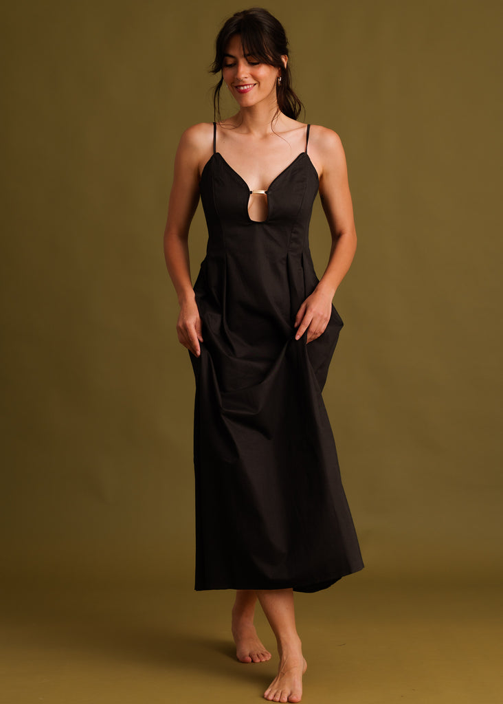 Erin Dress — Black maxi dress on model — MYFASHIONFRUIT