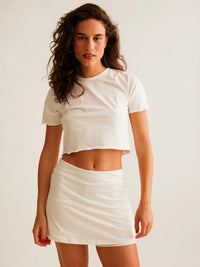 Madison Skirt — White skirt on model — MYFASHIONFRUIT