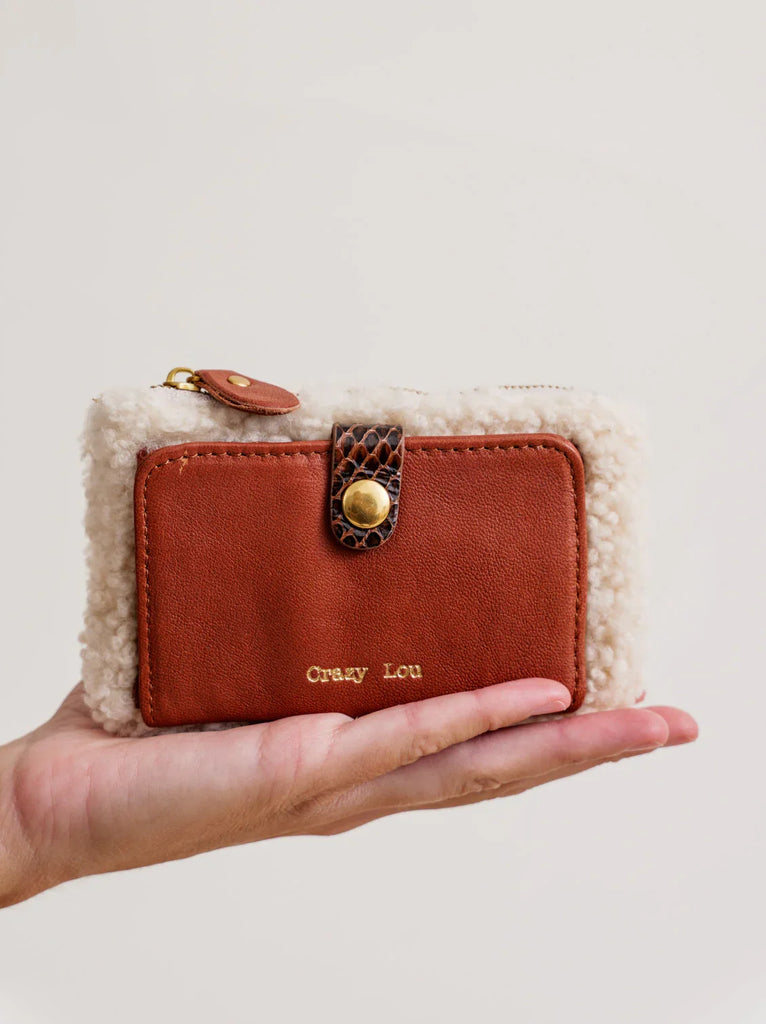 Lorine Wallet — Brown & cream wallet in hand — MYFASHIONFRUIT