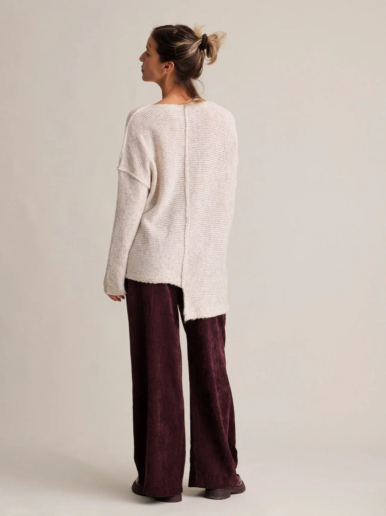 Lise Sweater — On model, beige knit back view — MYFASHIONFRUIT
