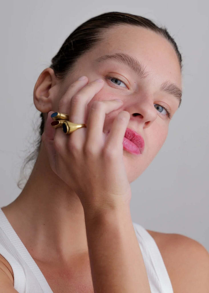 Amalthea Ring — Gold rings with colored stones on model — MYFASHIONFRUIT