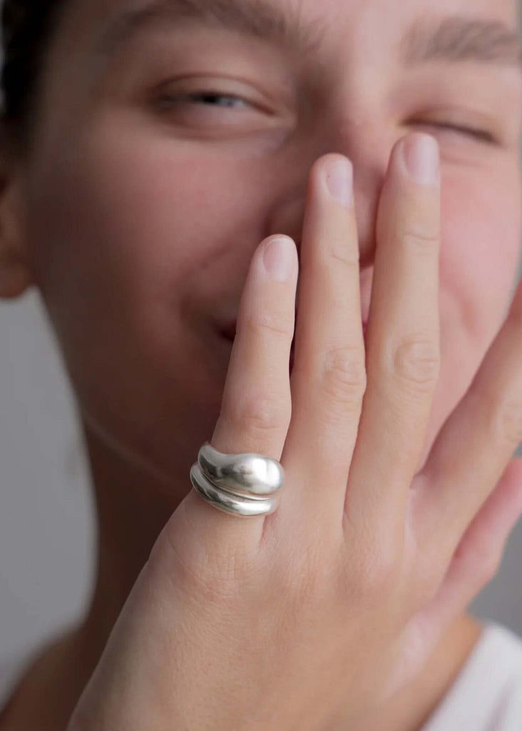 Odessa Pinky Ring — Silver ring on model hand — MYFASHIONFRUIT