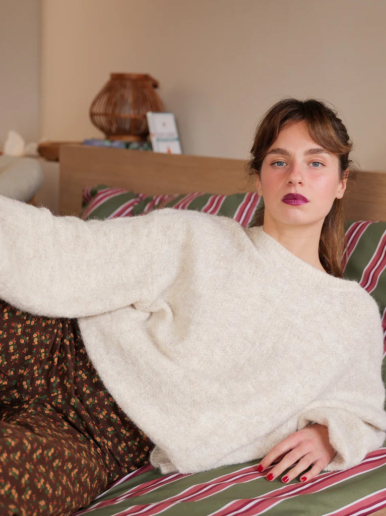 Thelma Sweater — Off-white knit on model — MYFASHIONFRUIT