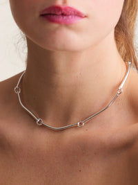 Alcinoe Necklace — Silver choker on model — MYFASHIONFRUIT