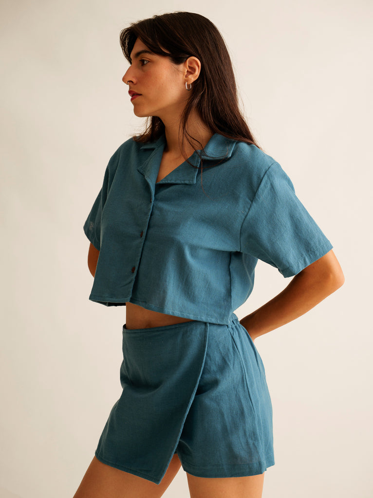 Ivey Skort — Teal skort set on model— MYFASHIONFRUIT