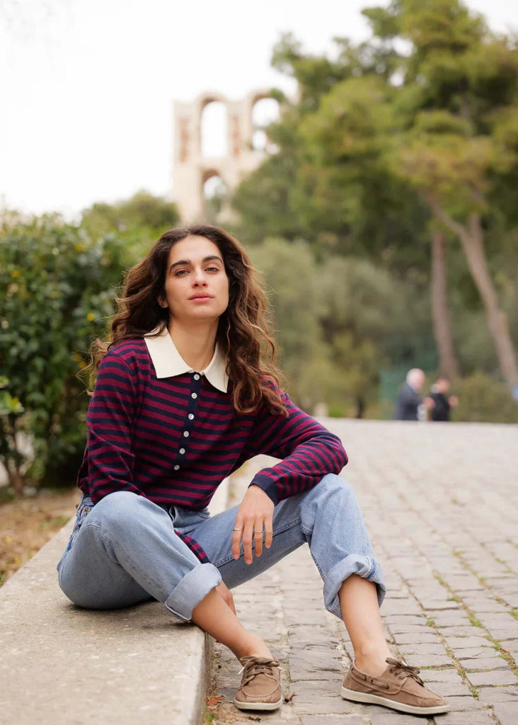 Taylor Polo Shirt — Striped shirt on model — MYFASHIONFRUIT
