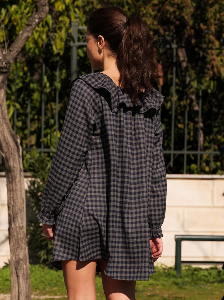 Plaid Mini Dress with Ruffle Detail