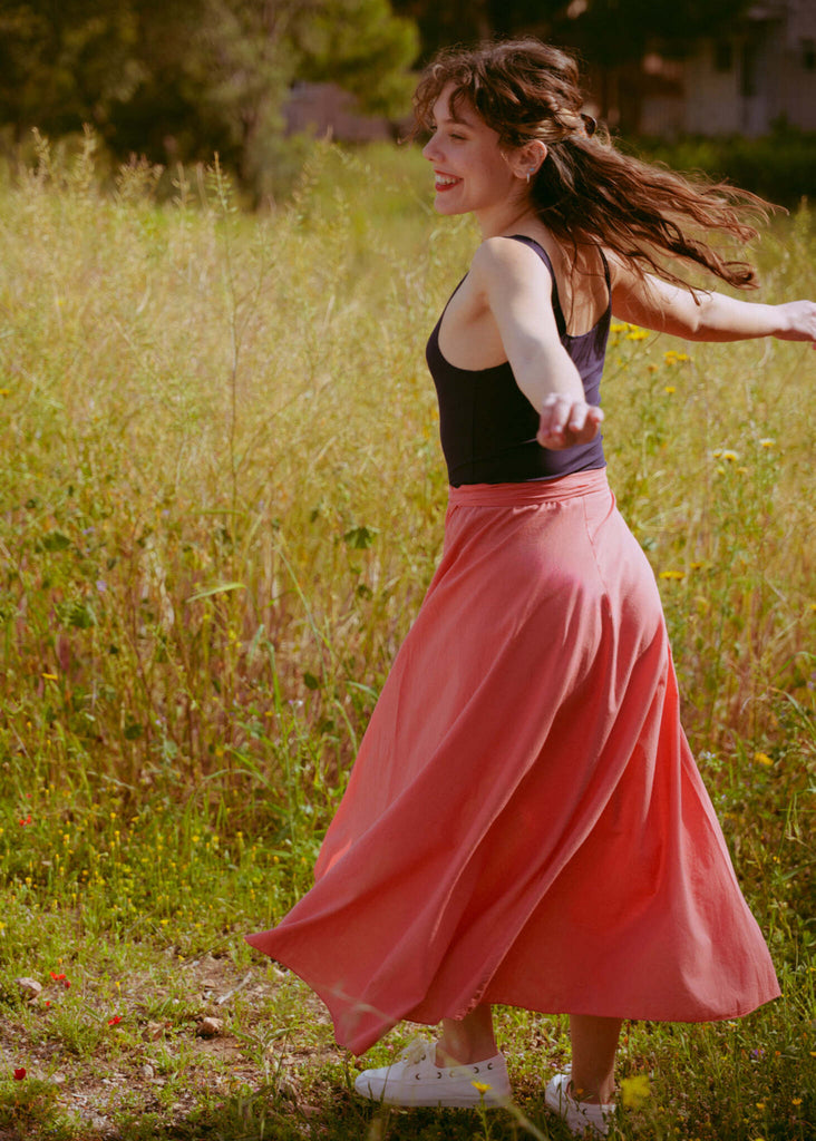 Alanis Peach Skirt - Cotton