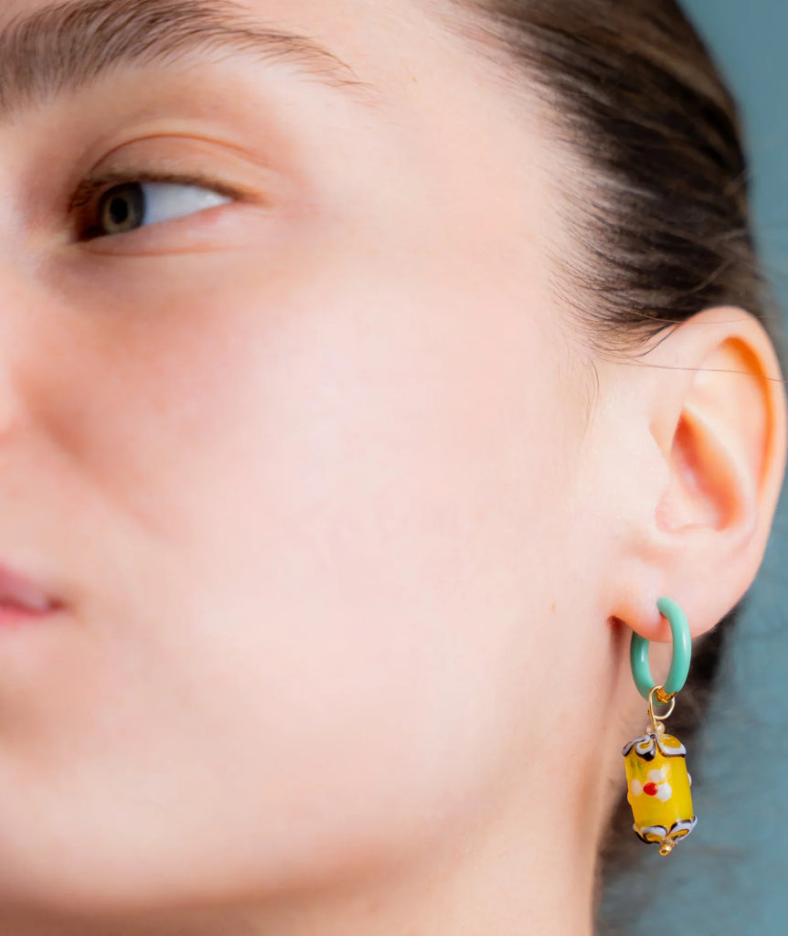 Set of Mood Charms - Spring Flower — detail, earring on model — MYFASHIONFRUIT