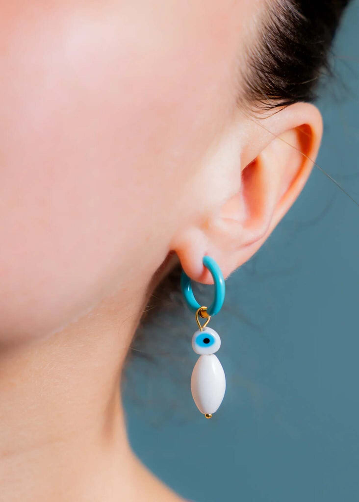 Set of Mood Charms - Bright Eyes — detail of earring on model — MYFASHIONFRUIT