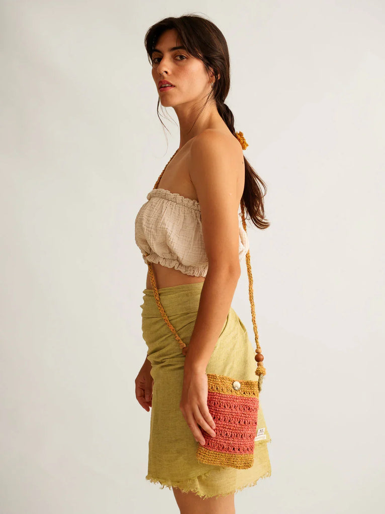 Makara Mini Bag — Crochet bag on model — MYFASHIONFRUIT