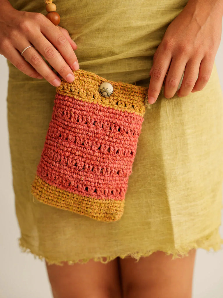 Makara Mini Bag — crocheted bag on model, detail — MYFASHIONFRUIT