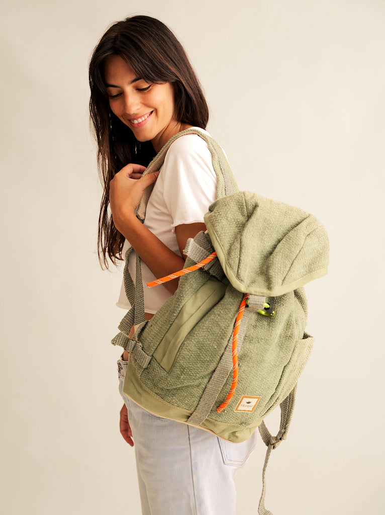 Himal Backpack — Olive green on model — MYFASHIONFRUIT