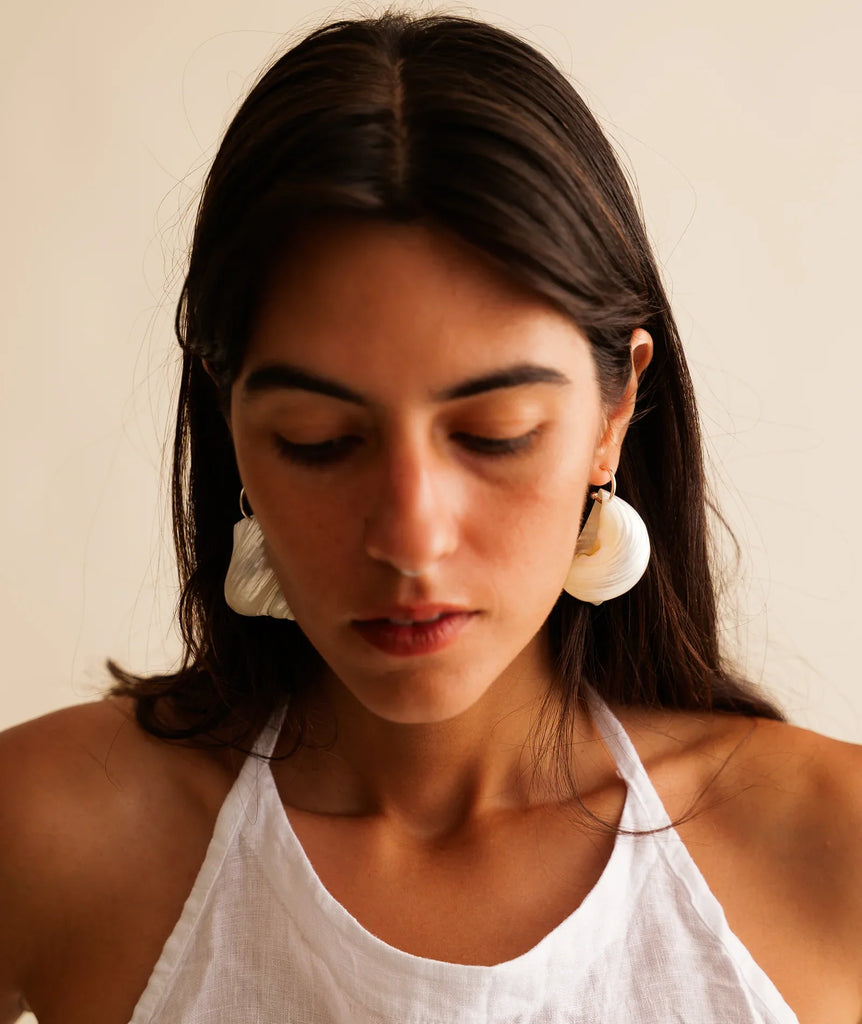 Ianassa Earrings — Shell drop earring on model — MYFASHIONFRUIT
