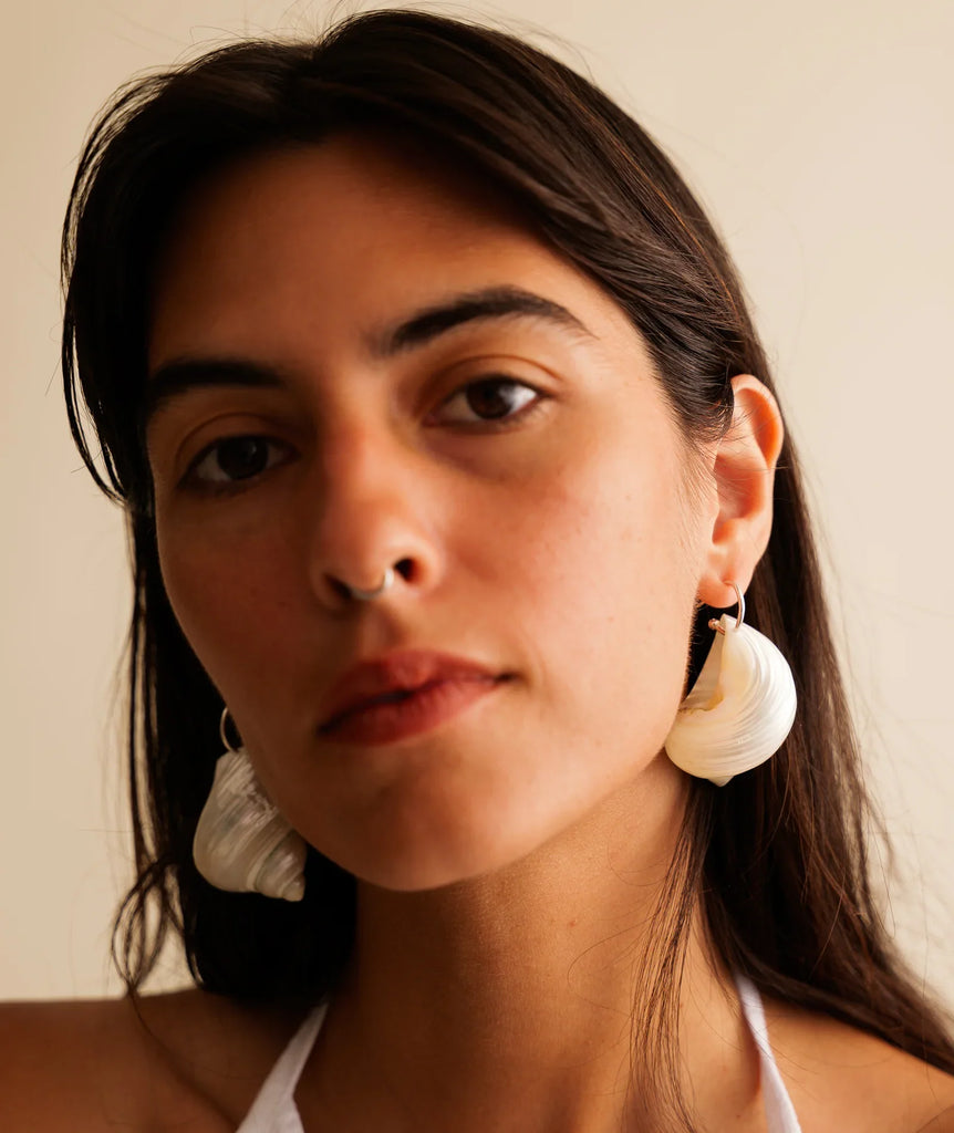 Ianassa Earrings — Shell earrings on model — MYFASHIONFRUIT