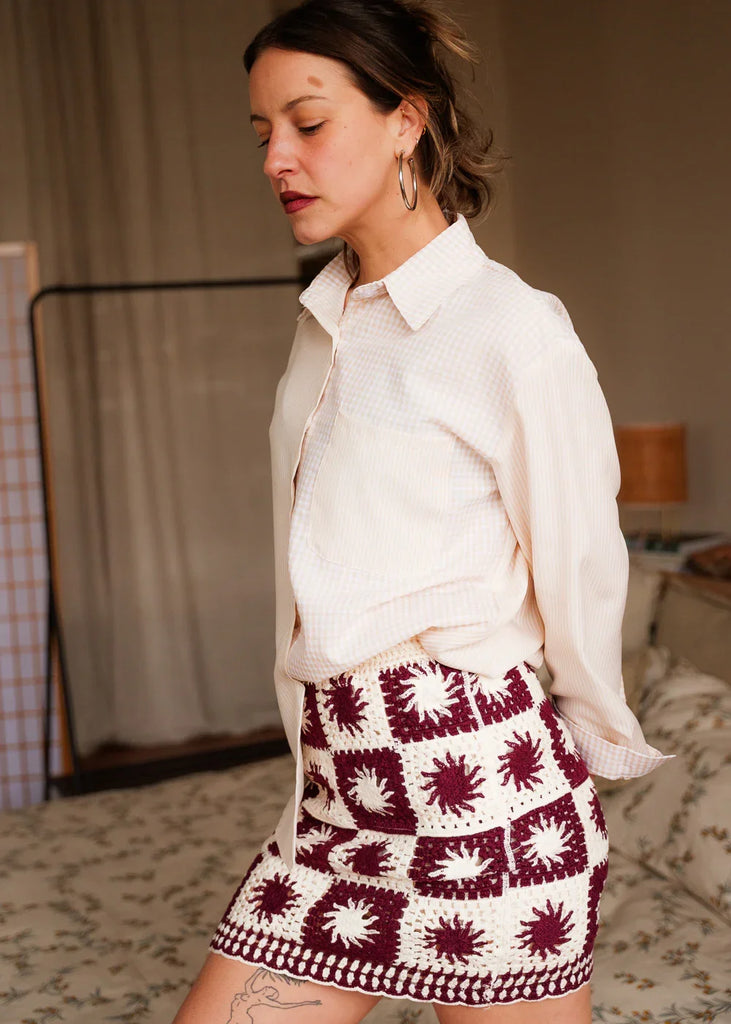 Lyana Skirt — Crochet squares skirt on model — MYFASHIONFRUIT