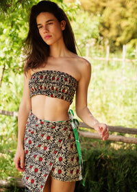 Naia Double-sided Skirt — Floral print on model — MYFASHIONFRUIT