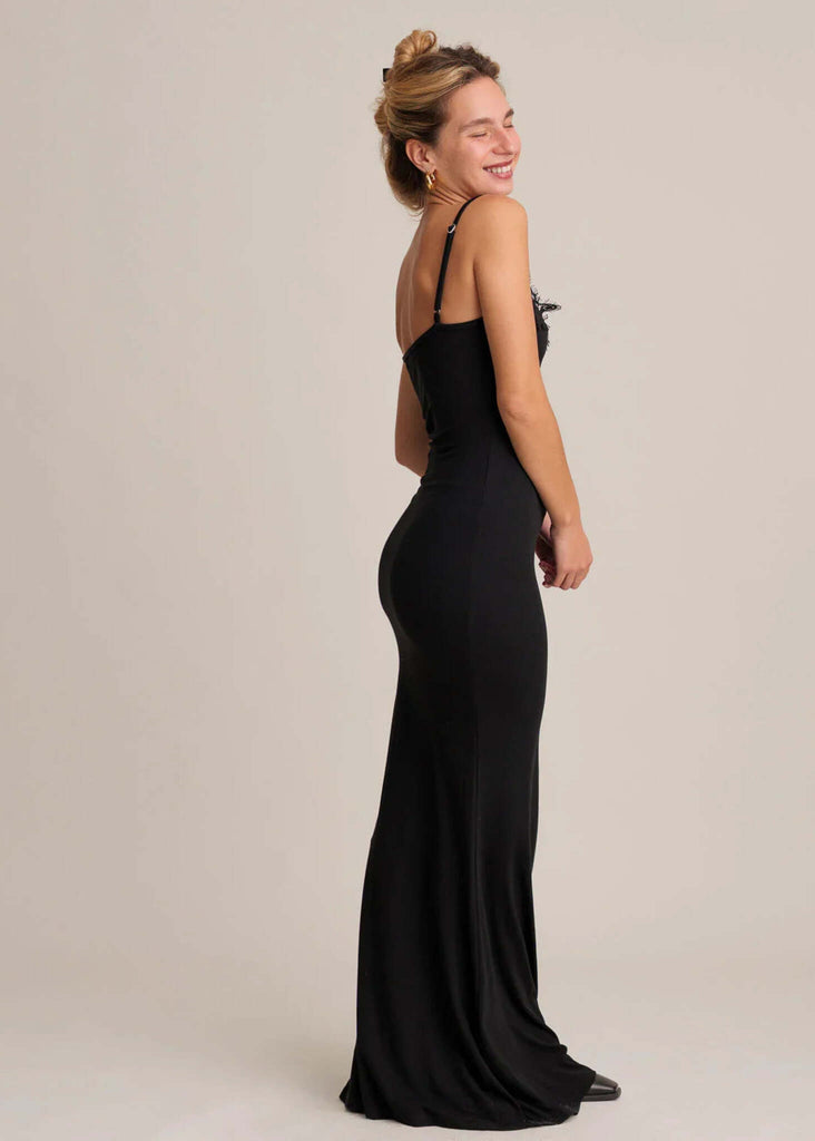 Iulia Dress — Black maxi dress on model — MYFASHIONFRUIT