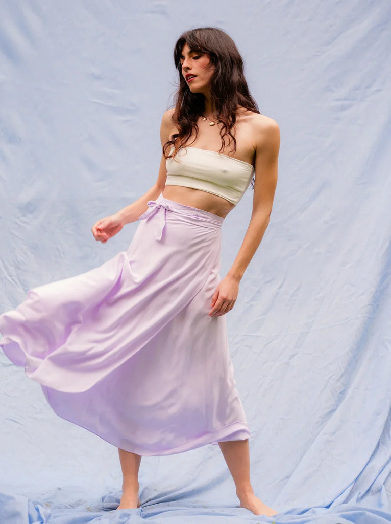 Alanis Lilac Skirt — lilac wrap skirt on model — MYFASHIONFRUIT